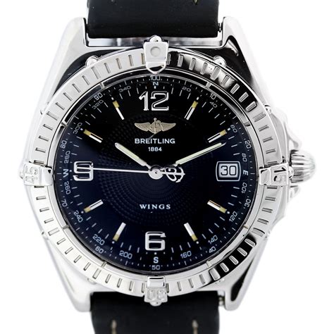 mens breitling wings automatic black dial|Breitling Wings A10350 .